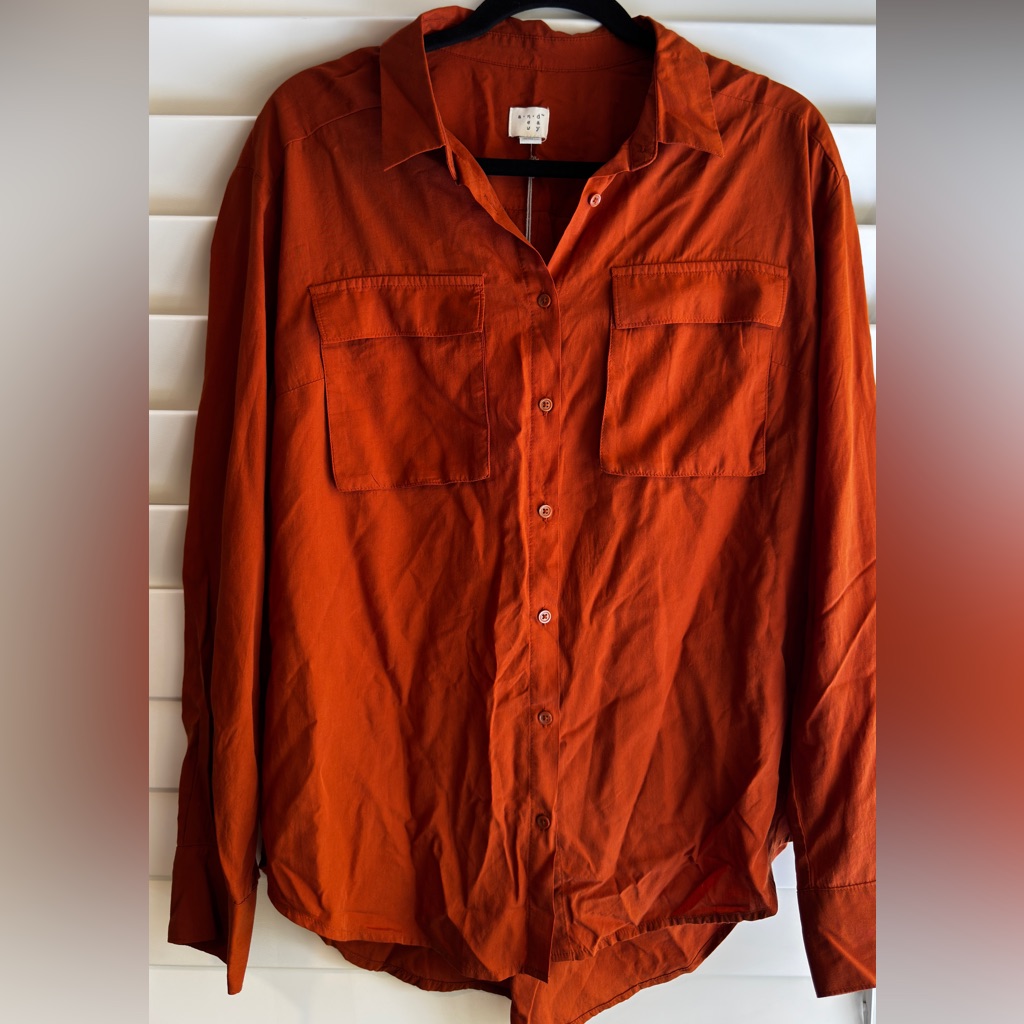A New Day Rust Orange Button-Down Shirt